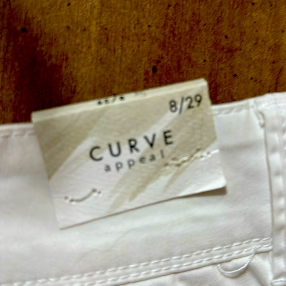 Womens White Skinny Jeans Pants Size 8/29 Curve Appeal Button Fly